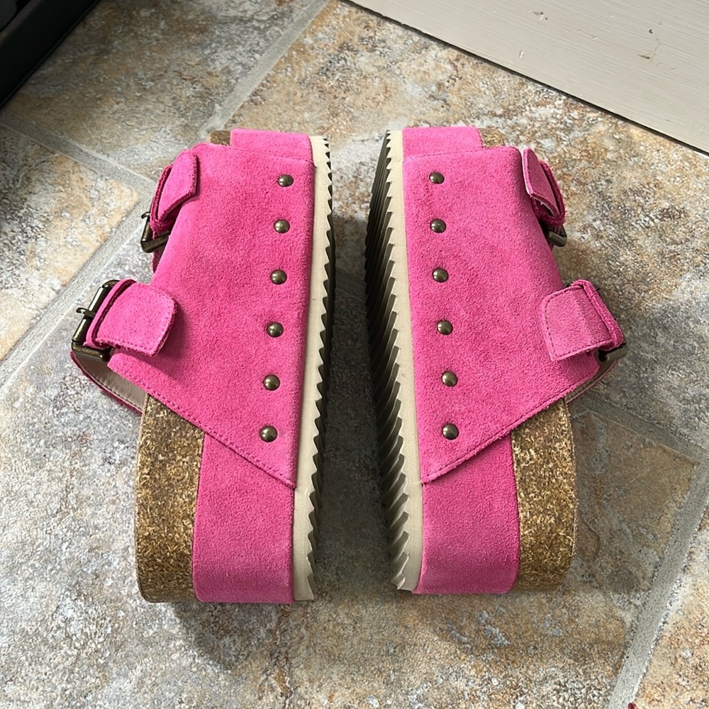 Free People x Intentionally Blank Rule Breaker Platform Suede Sandals Sz 7 NEW - Picture 6 of 14